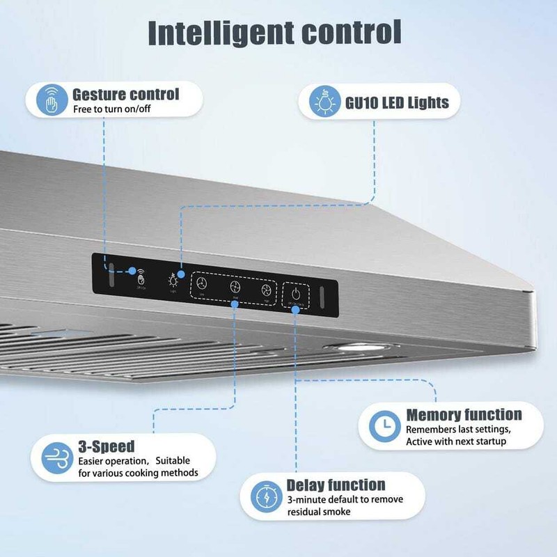 VIKIO 30 in. 900CFM Ducted Under Cabinet Range Hood in Stainless Steel w/3-Way - Image 5