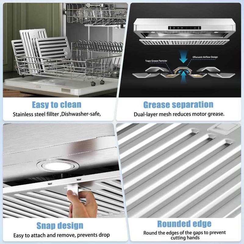 VIKIO 30 in. 900CFM Ducted Under Cabinet Range Hood in Stainless Steel w/3-Way - Image 6