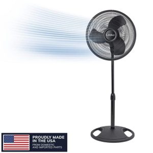 Lasko 16" 3-Speed Oscillating Pedestal Fan Black Adjustable Height Tilt Head