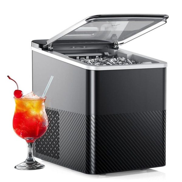 EUHOMY 8.1 in. 27lb/Day Bullet Portable Ice Maker Black - Ice Scoop, Fast, Quiet