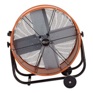 Commercial Electric 24" 2-Speed Drum Fan Orange Tiltable Head 7.5 ft Cord