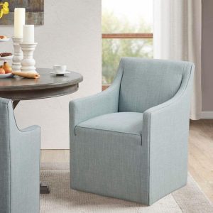 Madison Park Elaine Blue Dining Armchair with Casters