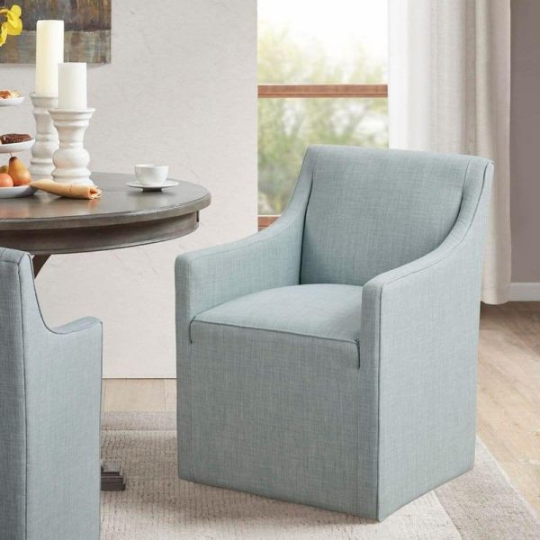 Madison Park Elaine Blue Dining Armchair with Casters