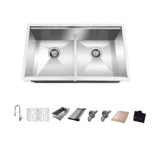 Glacier Bay 33" Undermount 50/50 Double Bowl 18 Gauge Stainless Steel Sink