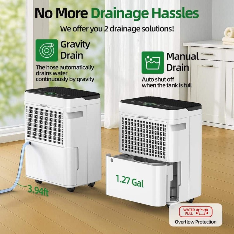 Edendirect 50 pt. Dehumidifier 4,500 sq.ft. White, Variable Speed, Ionizer - Image 4