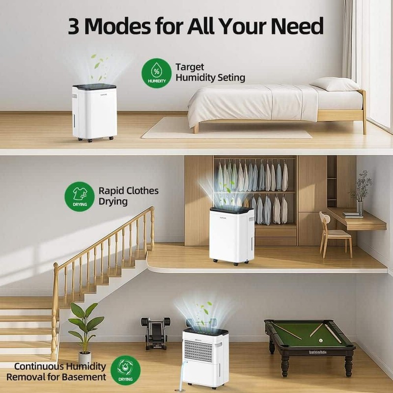 Edendirect 50 pt. Dehumidifier 4,500 sq.ft. White, Variable Speed, Ionizer - Image 6