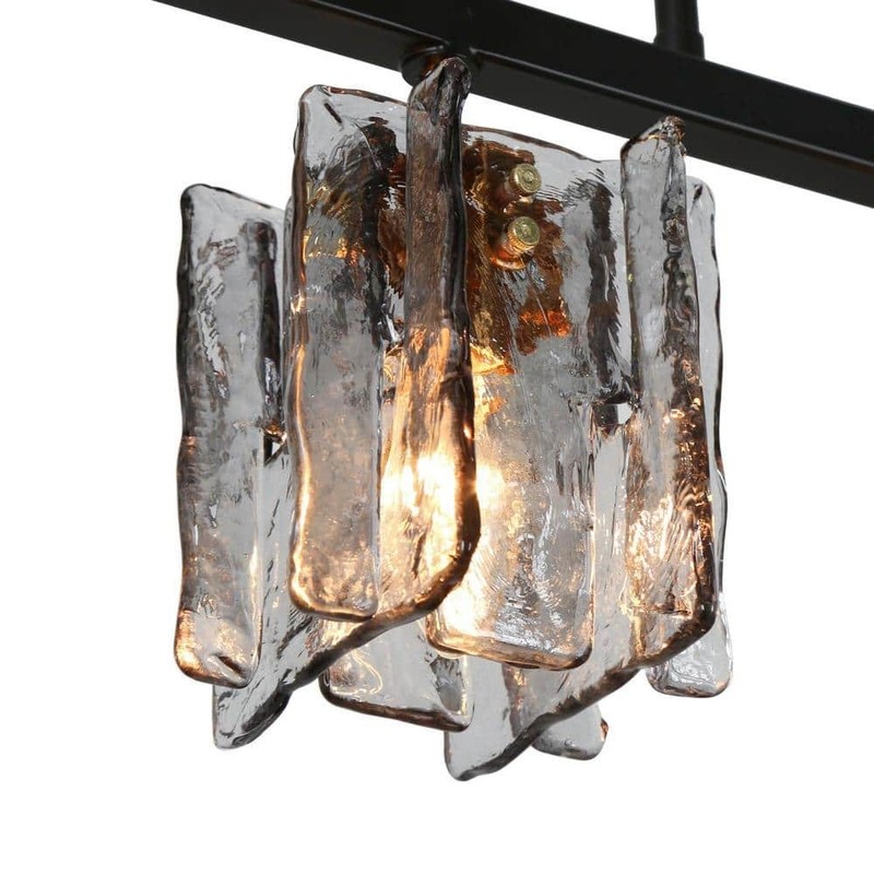 LNC Echonalyri 3-Light Matte Black Brass Chandelier Geometric Glass Shades - Image 6