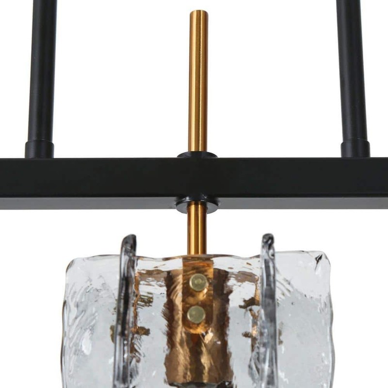 LNC Echonalyri 3-Light Matte Black Brass Chandelier Geometric Glass Shades - Image 7