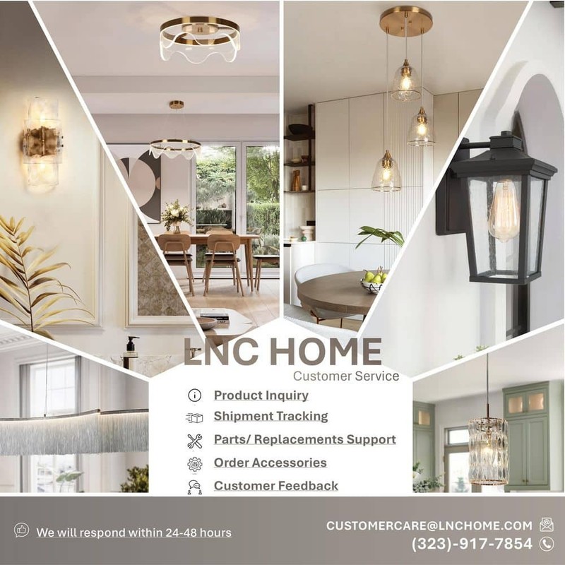 LNC Echonalyri 3-Light Matte Black Brass Chandelier Geometric Glass Shades - Image 14