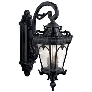 KICHLER Tournai 2-Light Textured Black Outdoor Wall Lantern Sconce No Bulbs