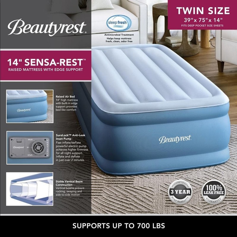 Beautyrest Air Bed Mattress 14" Twin with Built-in Pump and Edge Support - Image 8