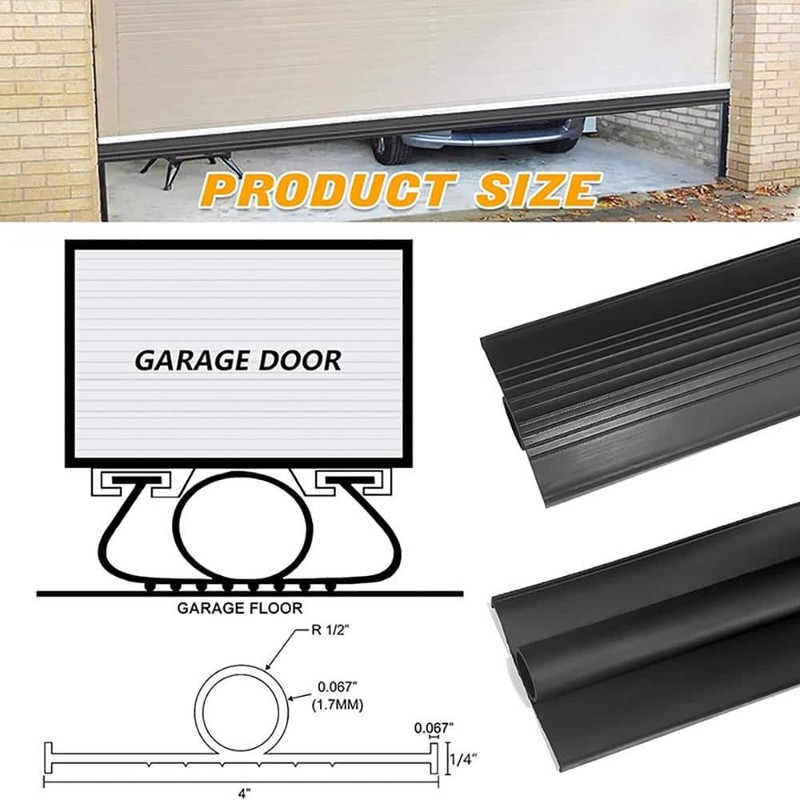 Wellco 10 ft Black Weatherproof Rubber Seal Strip for Garage Door - Image 2