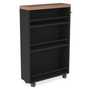 Tribesigns Scott Black Storage Cart Rolling Wheels Handle Kitchen Dining Room
