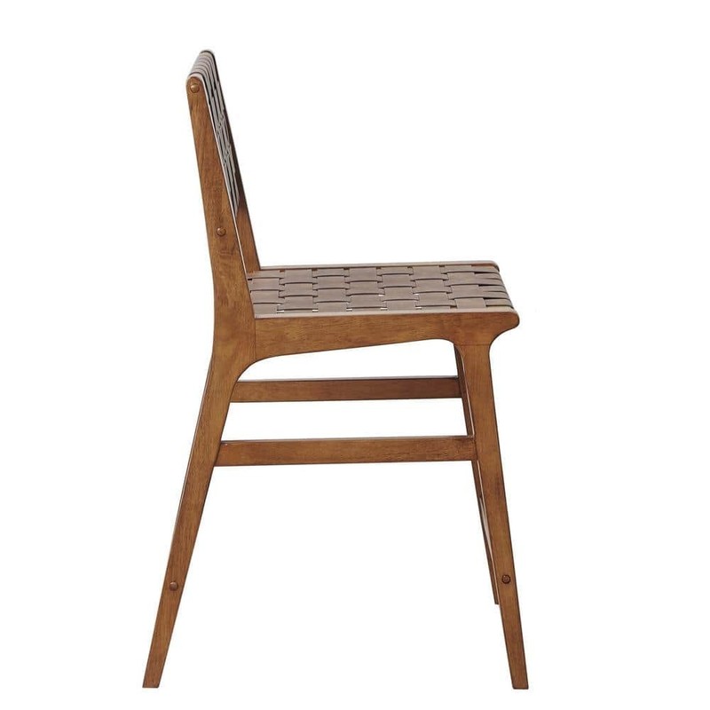 INK+IVY Oslo 24 in. Brown Wood Counter Stool with Faux Leather Woven - Image 2