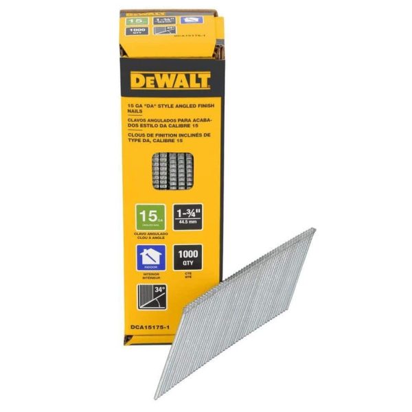 DEWALT 1-3/4 in. x 15-Gauge DA 34-Degree Bright Finish Nails (1000-Pack)