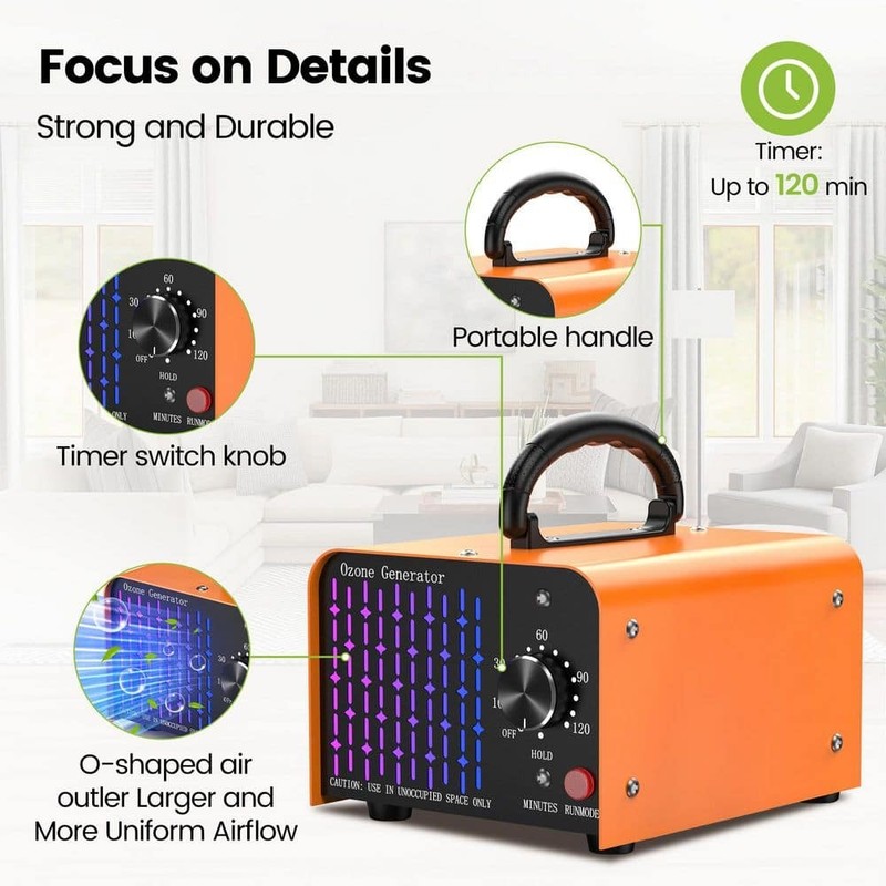 Edendirect 10000 sq.ft. Ion Ozone Generator Orange w/Fan & Timer Odor Removal - Image 11