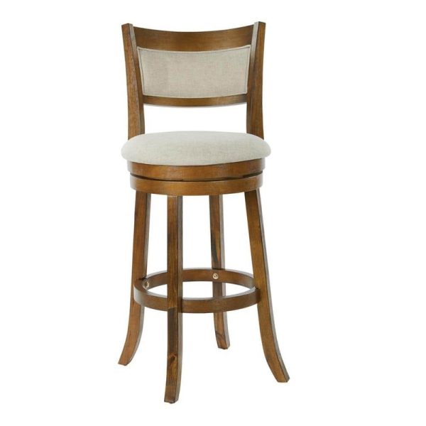 OSP Home Furnishings Swivel 30 in. Burnt Brown Stool with Solid Back