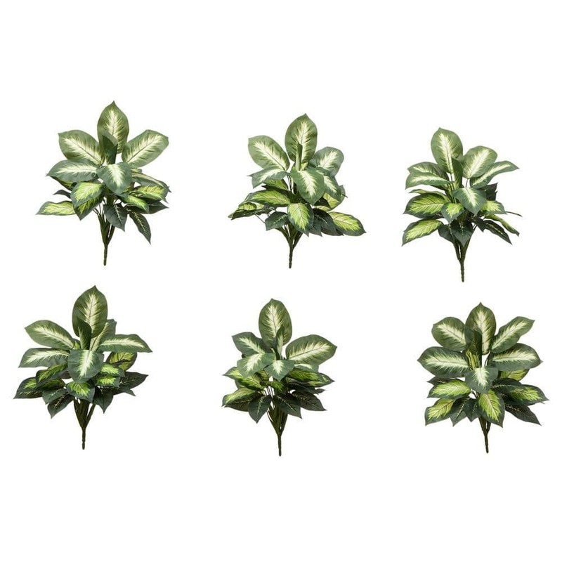 Nearly Natural 20 in. Artificial Golden Dieffenbachia Plant - Set of 6