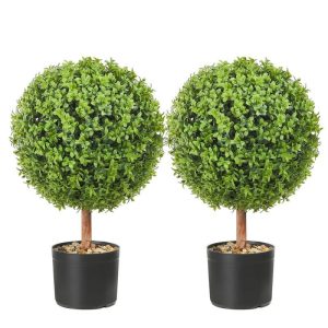 VEVOR 22 in. Green Boxwood Topiaries Ball-Shape Plant, 2-Piece
