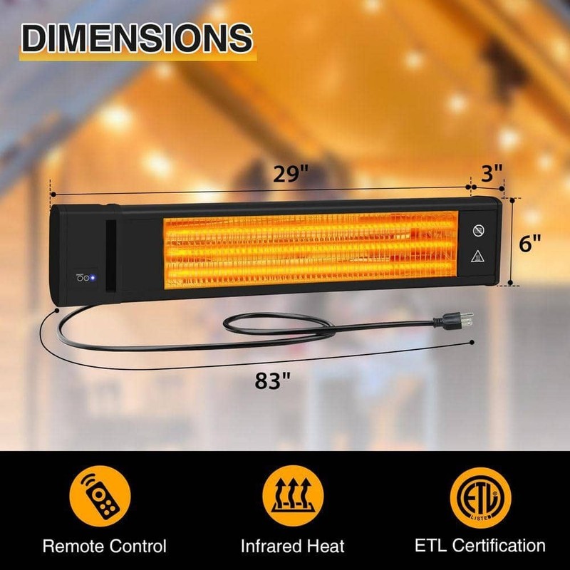 EAGLE PEAK 1500W Black Electric Carbon Infrared Space Heater Wall Mount Remote - Image 7