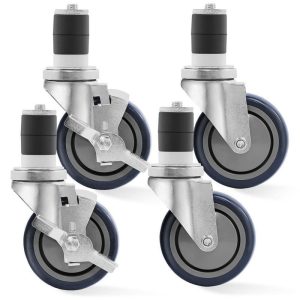 KUTLER 4 in. Caster Wheels Stainless Steel Silver Prep Table Set of 4