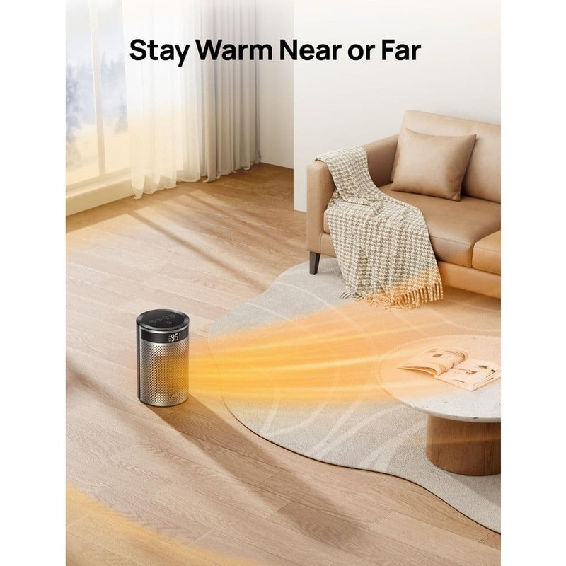 DREO 1500W 9.84 in. Portable Ceramic Electric Convection Space Heater, Silver - Image 4