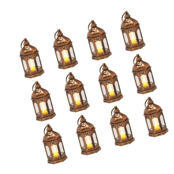 VEVOR Candle Lantern, Bronze LED Flameless, Plastic Holder with Glass, 12-Pcs