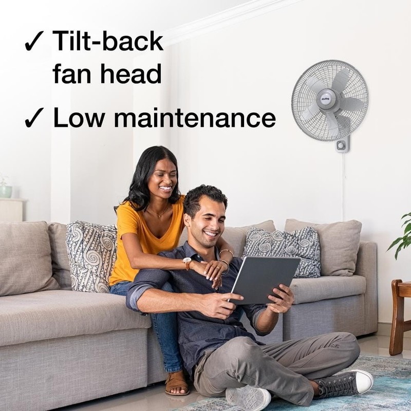 Air King 18" 3-Speed Oscillating Wall Mount Fan, Commercial Grade, Gray - Image 5
