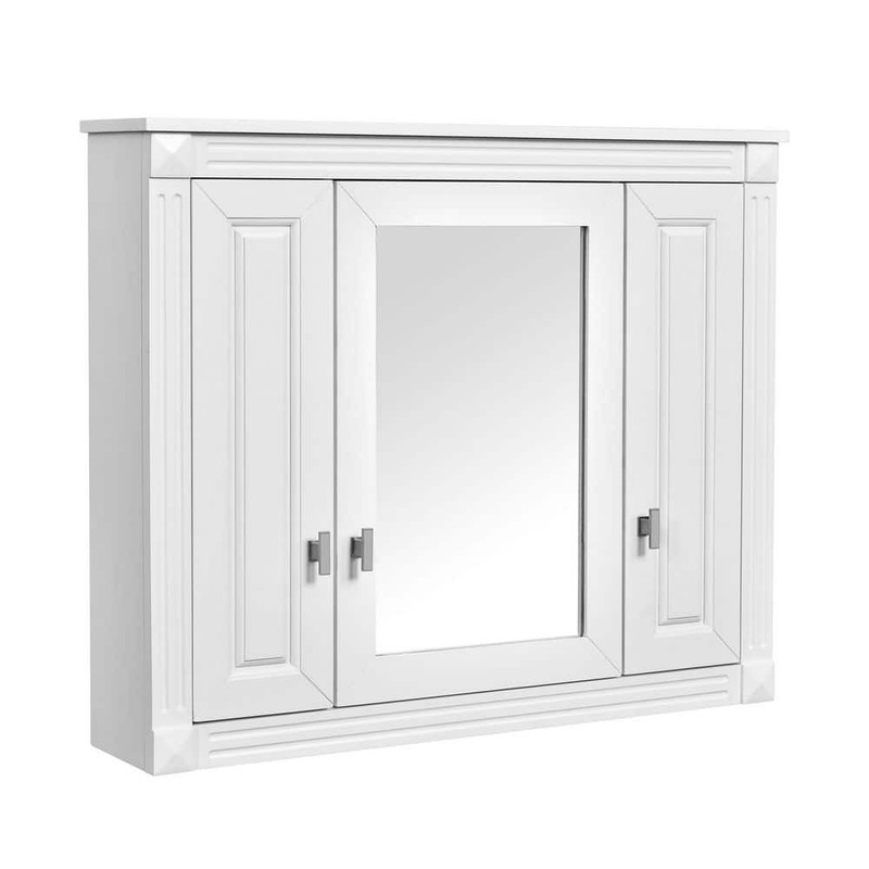 Virubi White 35.03" W x 28.74" H Rectangular Bathroom Medicine Cabinet Mirror - Image 3