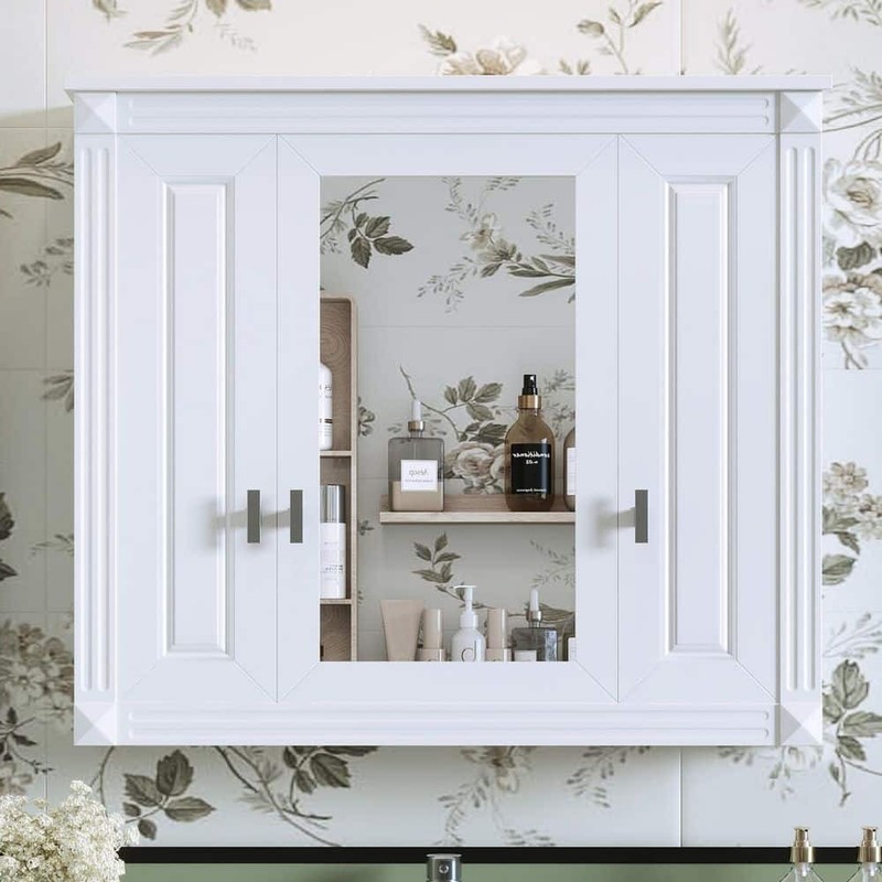 Virubi White 35.03" W x 28.74" H Rectangular Bathroom Medicine Cabinet Mirror - Image 10