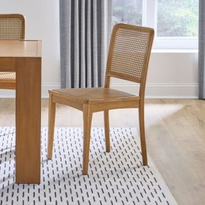 Home Decorators Ellery Patina Wood Dining Chair Set of 2 Synthetic Rattan Seat
