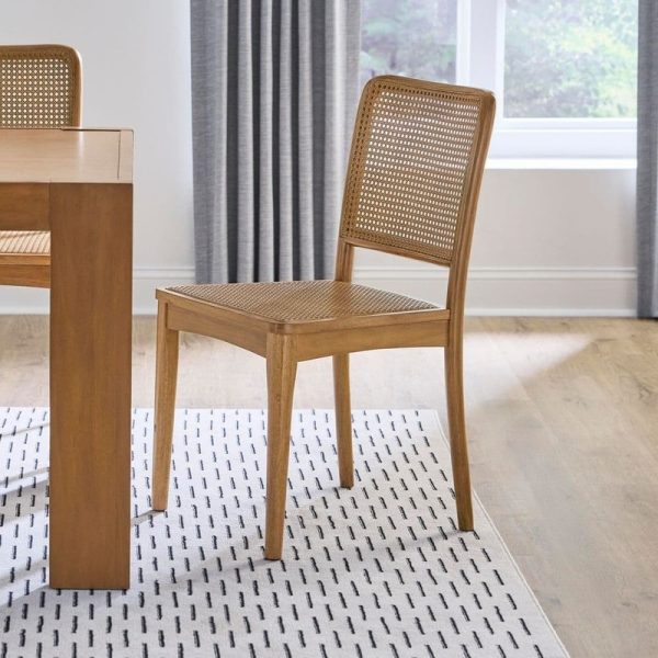 Home Decorators Ellery Patina Wood Dining Chair Set of 2 Synthetic Rattan Seat