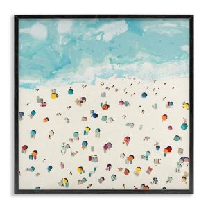 Stupell Industries Abstract People on Beach Black Framed Giclee Art Print 24x24