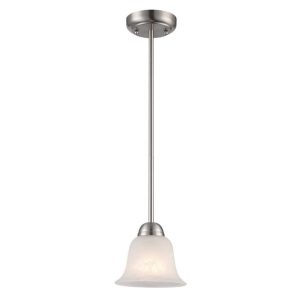 Bel Air Aspen 1-Light Brushed Nickel Mini Pendant Light w/ Bell Marble Glass