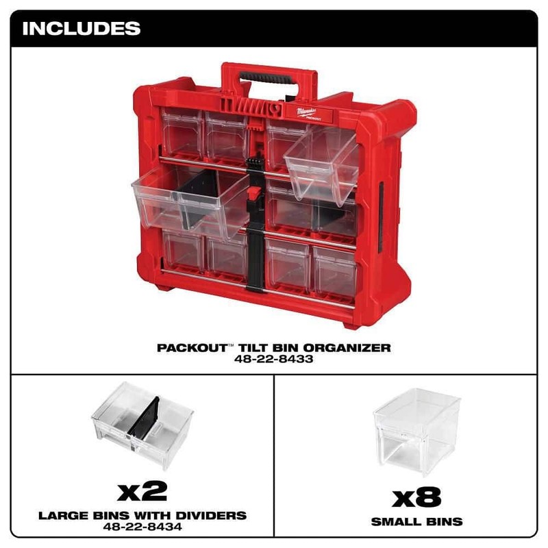 Milwaukee PACKOUT 10 Compartment Tilt Bin Organizer - Image 5