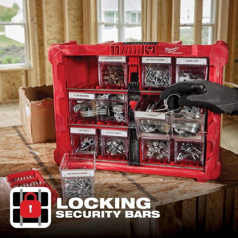 Milwaukee PACKOUT 10 Compartment Tilt Bin Organizer - Image 6