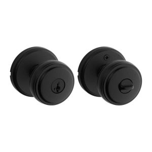 Kwikset Sora Matte Black Keyed Entry 2.19 in. Round Door Knob SmartKey