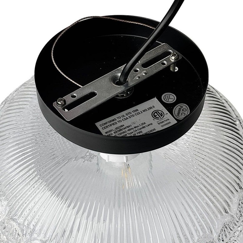 YANSUN 9.5 in. 1-Light Black Semi Flush Ceiling Light, Vintage Glass Fixture - Image 5