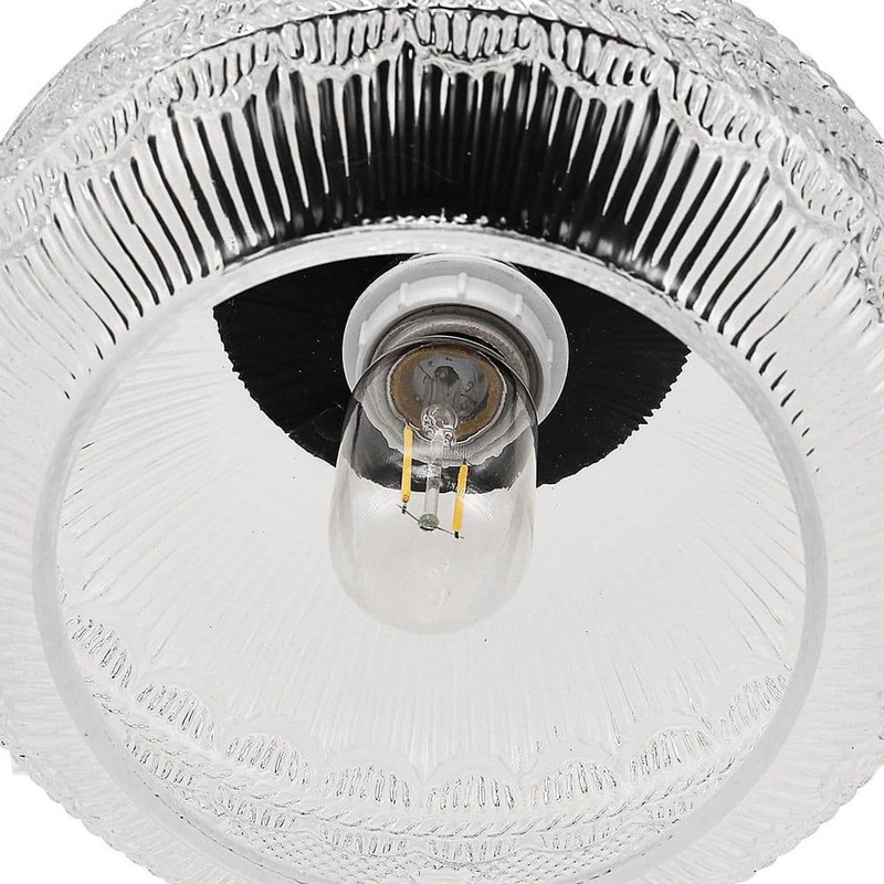 YANSUN 9.5 in. 1-Light Black Semi Flush Ceiling Light, Vintage Glass Fixture - Image 6