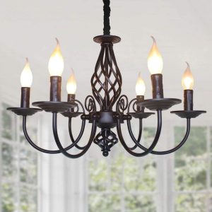 Genoci 6 Light Black Retro Dimmable Chandelier No Bulbs Living Dining Room
