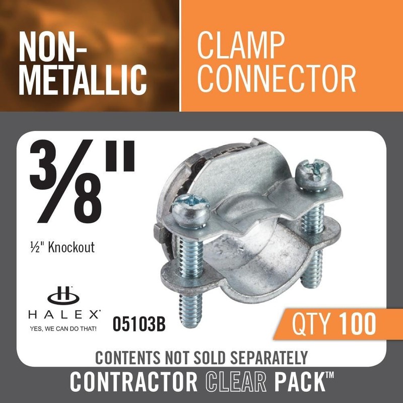 Halex 3/8 in. Non-Metallic Twin Screw Clamp Connectors (100-Pack) - Image 3