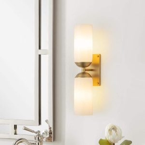Y'INSP Aurora 3.9" 2-Light Gold Wall Sconce, Double Tube Design for Bathroom