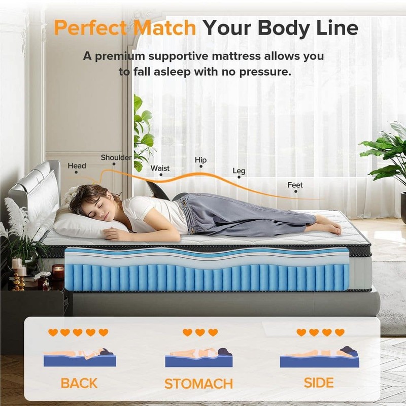 Babo Care Queen Medium Hybrid Memory Foam 14" Hypoallergenic Breathable Mattress - Image 7