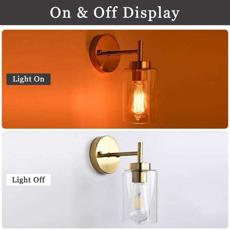 ADSENSTY 7.4 in. 1-Light Gold Dimmable Wall Sconce Bathroom Vanity, Clear Glass - Image 5