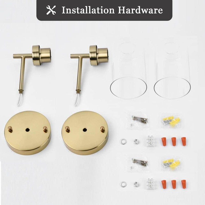 ADSENSTY 7.4 in. 1-Light Gold Dimmable Wall Sconce Bathroom Vanity, Clear Glass - Image 7