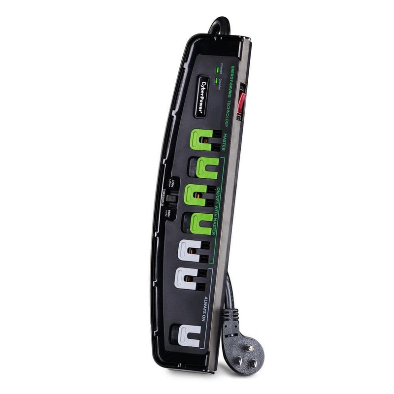 CyberPower 5 ft. 7-Outlet Energy Saving Surge Protector with cord, Black - Image 2
