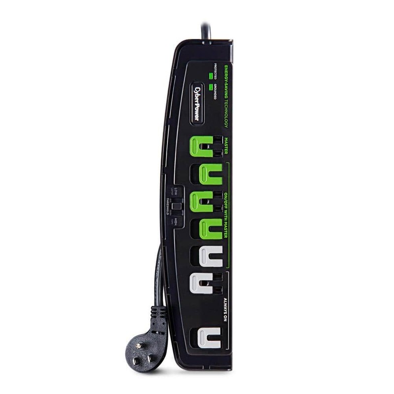 CyberPower 5 ft. 7-Outlet Energy Saving Surge Protector with cord, Black - Image 3