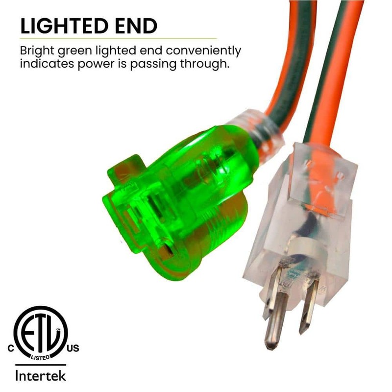 GoGreen Power 25 ft. 16/3 SJTW Outdoor Extension Cord - Orange, Lighted Ends - Image 4