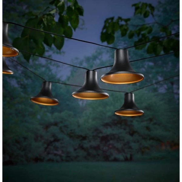 Hampton Bay 10-Light 12 ft. Black Outdoor Plug-In LED Lantern String Light