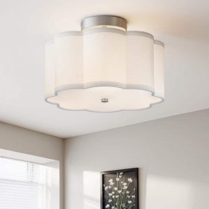 Merra 13" 3-Light Nickel LED Semi-Flush Mount Ceiling Light Petal Shade E26